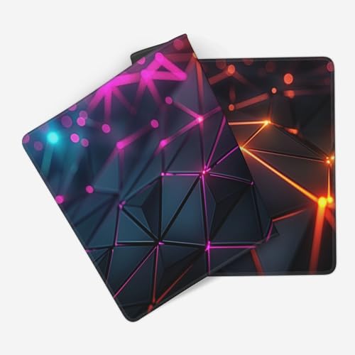 Extra Large Gaming Mouse Pad, Abstract Neon Geometric Design, Non-Slip Rubber Base, 35.4 x 15.7 Inches - color: Neon Geometric