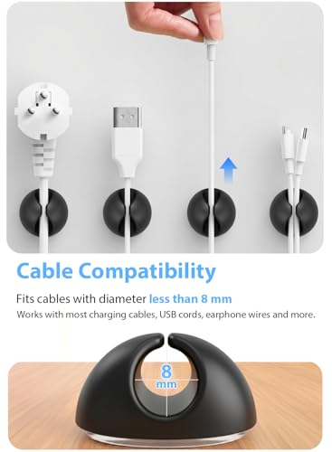 Shintop Cord Organizer, 6 Pack Black Charger Holder Cable Clips Wire Clips for Organizing Desk Nightstand Car Phone Charger - color: Black, size: Small