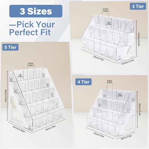CELSOL Acrylic Desk Organizer – 5 Tier 25 Compartments Vertical Storage for Pens, Markers, Art Supplies & Office Accessories – Clear Desk Storage Solution for Home, Office & School - size: 5 Tier