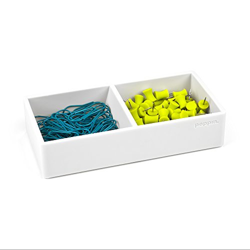 Poppin This & That Tray - Modular Desk Trays for Office Organization, Color-Coordinated Office Supplies for Desk (White, This & That Tray) - color: White, size: 6.3" x 3" x 1.5"