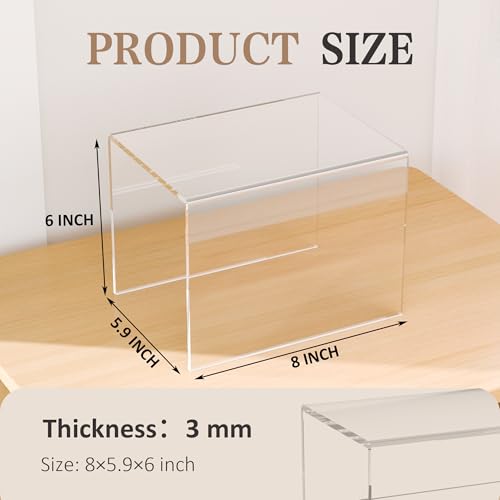 Sezanrpt Acrylic Shelf Riser 8x5.9x6 pack of 2, Large Acrylic Risers for Desserts, Cupcake, Toys, Collectibles, Merchandises, 8x5.9x6 Inch - color: Clear, size: 8x5.9x6 Inch
