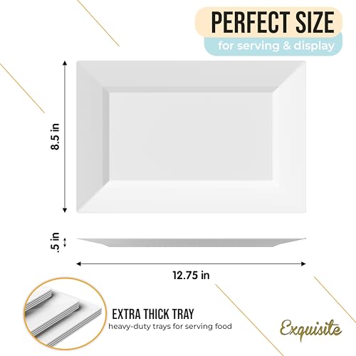 Exquisite Plastic Serving Trays for Party - 40 Pcs 12.75 Inch White Serving Platters, Plastic Trays for Food, White Tray, Food Tray Disposable Platters for Parties, Catering & Buffet - color: White, size: 12.75 Inches