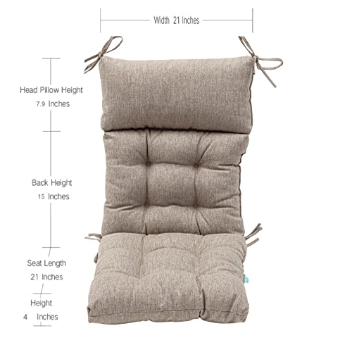 QILLOWAY Outdoor Rocking Chair Cushions Set of 2, 100% Polyester Waterproof Patio Rocking Chair Cushion, High Back Weatherproof Chair Pad for Adirondack & Outdoor Furniture, Tan,Grey - color: Tan/Grey