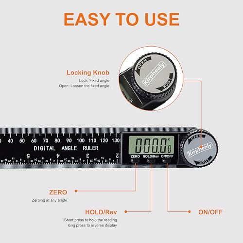 Digital Angle Finder Protractor, 7inch 200mm Angle Gauge Professional Measuring Tool, Third Generation Adjustable Angle Ruler, Quick Display for Carpentry Construction and Home Improvement