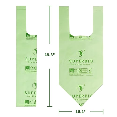 SUPERBIO 1.6 Gallon Handle Tie Compostable Food Scrap Bags For Counter Top Compost Bin, Small Compost Bags, 50 Count, 6 Liter, BPI & OK compost INDUSTRIAL Certified - color: 1.6 Gallon Handle Tie, 50 Count