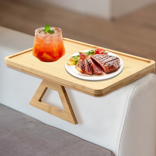 Sofa Arm Tray Table Clip-Wide Sofa Arm Table-Flexible and Foldable-Ideal for Cell Phones,Cups,Fruits or Snacks-Thoughtful Gifts(Oval)