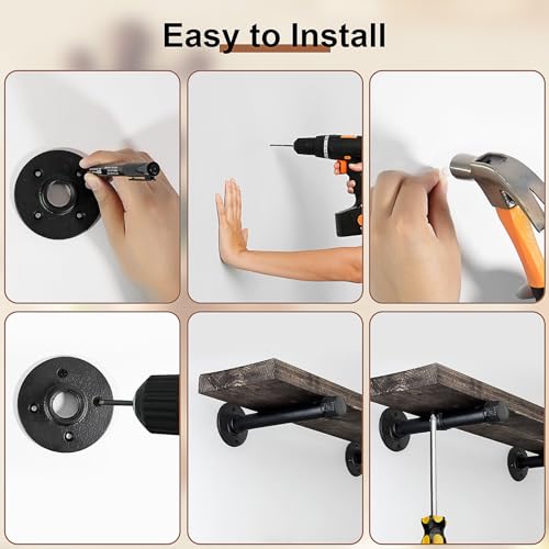 PINTUSON 6 Pcs Industrial Pipe Clothes Bar 12 Inch - Wall Mount Clothing Rack - Face Out Wall Clothing Rods for Commercial Retail Boutique Shirt Display - color: Black 12" Clothes Rack