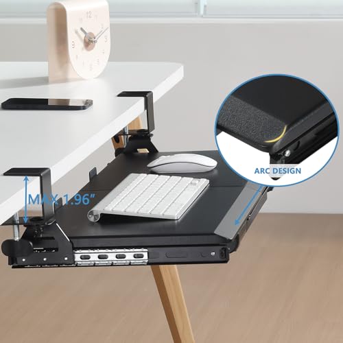 ETHU Keyboard Tray Under Desk, Pull Out Keyboard & Mouse Tray with C-clamp, Ergonomic Desk Keyboard Tray Slide Out, Pull Out Platform Drawer for Home and Office(Black) - color: Black