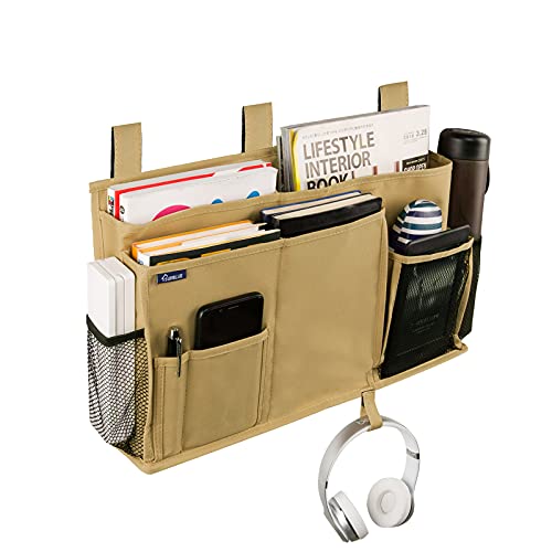 Surblue Bedside Caddy Hanging Bed Organizer Storage Bag Pocket for Bunk and Hospital Beds, College Dorm Rooms Baby Bed Rails,Camp 8 Pockets (Khaki) - color: Khaki, size: Large