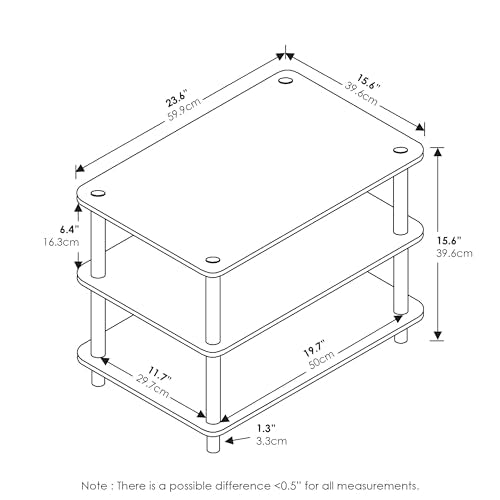 Furinno JUST Coffee Table, 3-Tier Modern Coffee Table with Open Shelf, Toolless Assembly Side Table, for Living Room, Bedroom, Home Office, White - color: White/White, size: Tall 23.6"(W)x15.6"(H)x15.6"(D)