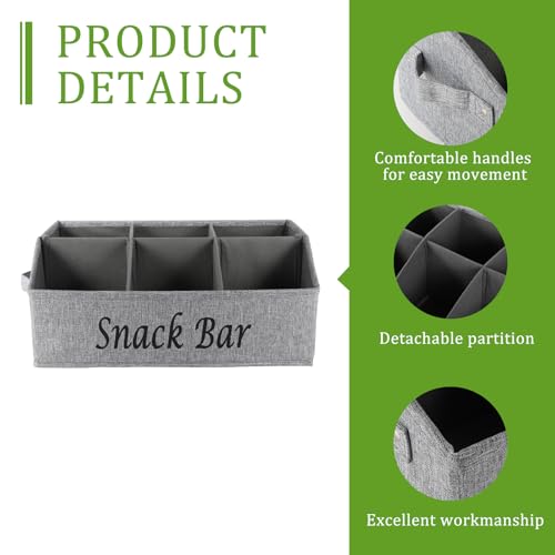 Snack Organizer for Countertop, Trapezoid Fabric Snack Bin Holder with Side Handles, 6 Compartment Snack Basket Container, Lightweight Snack Bar Station Organizer, Kitchen Pantry Storage-Gray - color: Gray