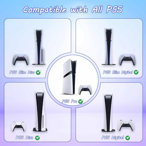 ZHGM Wall Mount Kit for PS5 Slim/Pro/PS5 Original Console & Controllers | Metal Wall Shelf for Playstation 5 Disc & Digital, Enhance Heat Dissipation, Space Saving & Stable Vertical Bracket, Silver - color: Silver