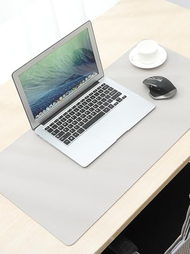 Double Sided Desk Mat, Mouse Pad, Waterproof Leather Desk Table Protector, Large Mouse Keyboard Pad Desk Blotter Pad for Home, Office, Work, Light Blue+Gray - color: Light Blue+gray