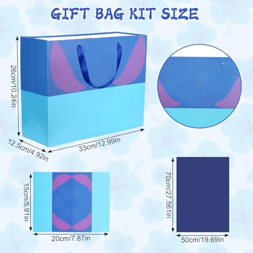 Mprocen Cartoon Animation Party Gift Bags Blue Pink Hawaii Candy Bags Set with Tissue Paper Greeting Birthday Cards for Party Favor Baby Shower Holiday Supplies - color: Themed 3