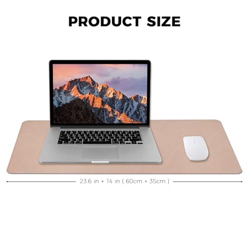 Medium Size PU Leather Desk Pad wiith Stitching Edge Easy Clean Desk Protecor Non-Slip Base Mat for PC Laptop Office/School 23.6"x 13.8" M Beige - color: Beige, size: 23.6" x 13.8"