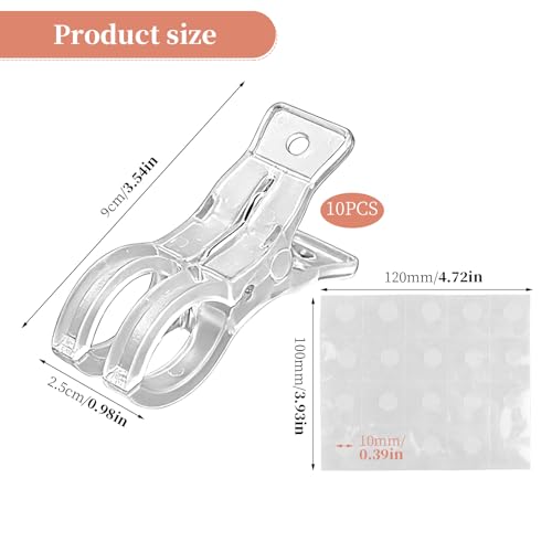 10 Pack Clear Balloon Arch Clips, Transparent Backdrop Spring Clamps, 3.5inch Small Plastic Spring Clamps for Balloon Arch, Birthday Wedding Decorations, Photography Studios and Clothing