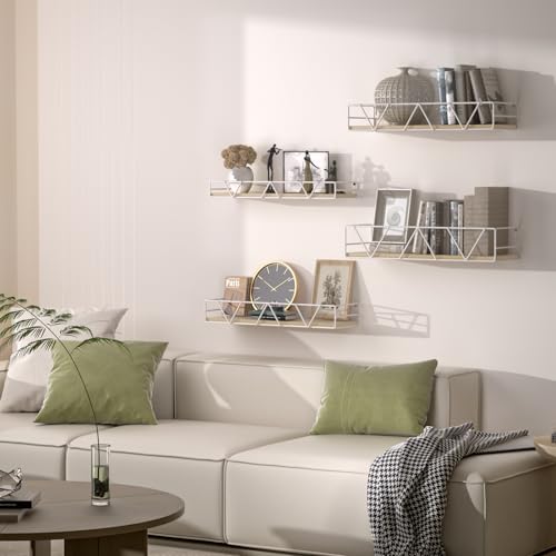 Amaoot Floating Shelves Set of 3, Home Wood Wall Shelf, Farmhouse Shelf for Bedroom, Wall Mounted Floating Shelf for Living Room, Bedroom, Bathroom, Kitchen, Office (White-4pcs) - color: White-4pcs