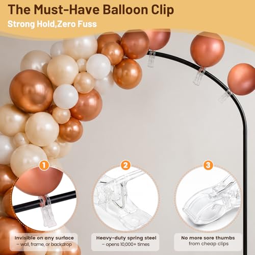12 Pack Balloon Arch Clips (6x 2.4-in & 6x 3.5-in) Heavy Duty Transparent Clips, 100pcs Clear 260 Balloons & Accessories, Arch Set for Backdrop Parties Photography DIY - size: transparent