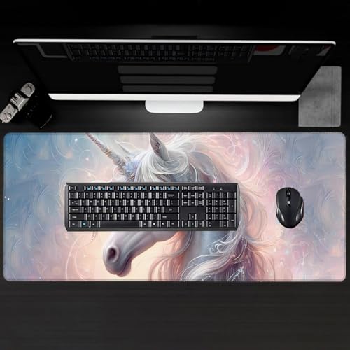 Elegant Unicorn Large Gaming Desk Mat,Rubber Non-Slip Mystical Fantasy Mouse Pad,31.5x11.8x0.12in Extended Animal Mousepad,Game Lover Mice Pads Gifts,Office Home Deskmat Decor - color: Unicorn