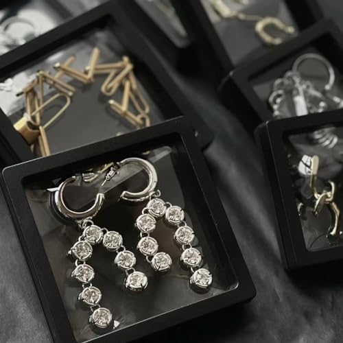 12PCS 3D Floating Frame Display Stand, Jewelry Box, Gift Box, Ornament Organizer, Small Travel Jewelry Box, PE Film Anti-Oxidation, Suspended Display Box Stackable (3.54 * 3.54,Type 1) - color: 3.54*3.54,Type 1