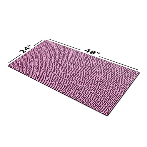 Gamer Boss - Gaming Mouse Pad - 48 x 24 Inches - 4mm Thick with Stitched Edges, Non-Slip Rubber Base, Premium Cloth Mousepad, Desk Mat for Laptop, Keyboard, Computer & PC (Mega, Pink Maze) - color: Pink Maze, size: 48" x 24"