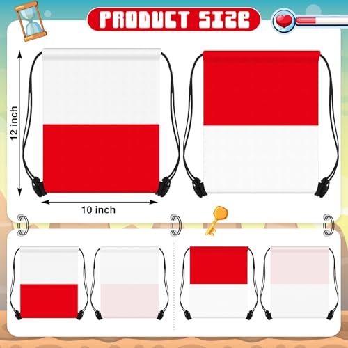Yiyiring 16 Pcs Cartoon Drawstring Backpack Pkmn Beach Drawstring Bags Animation Birthday Decoration for Kids Cartoon Animation Themed Party Birthday Favor Supplies (Red White) - style: Red White