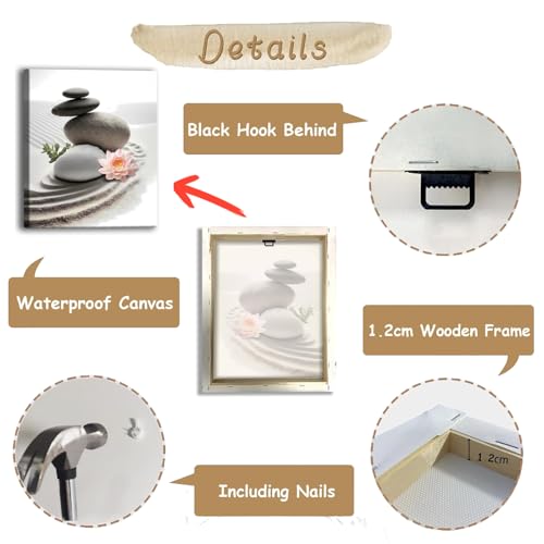 Framed Zen Bathroom Wall Art Set,Meditation Canvas Wall Art,Zen Sand Posters Prints for Yoga Office Bathroom Bedroom,Set of 4 (Framed 8 x 10 IN) - color: Framed 8"X10" -Zen Sand Canvas Wall Art