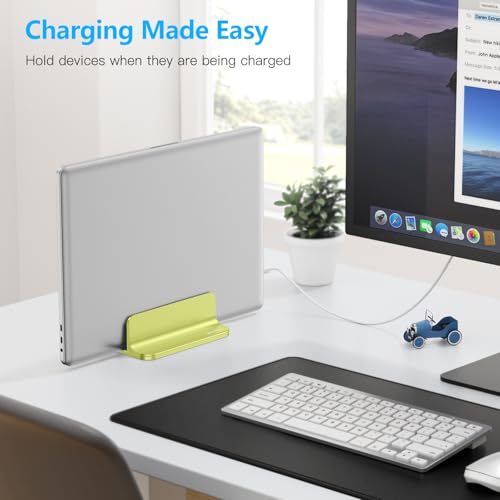 OMOTON Vertical Laptop Stand Holder, Desktop Aluminum Stand for MacBook with Adjustable Dock Size, Fits All MacBook, Surface, Chromebook and Gaming Laptops (Up to 17.3 inches), Green - color: Green