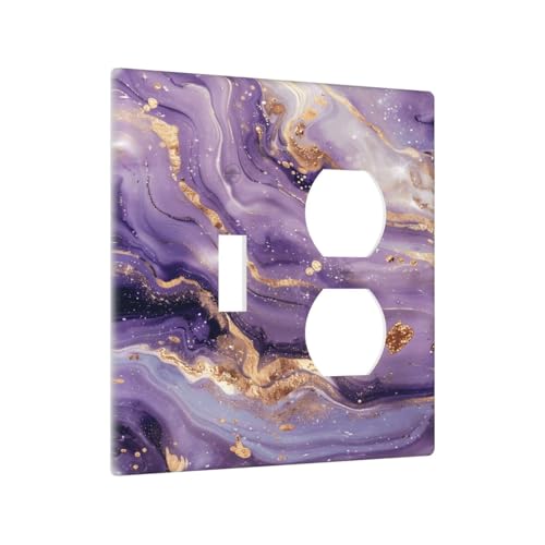 Abstract Purple Gold Marble Texure Luxurious Wallplates 1 Toggle 1 Duplex Switch Plate Electrical GFCI Faceplate Decorative Light Switch Covers for Bathroom Living Room Decor - color: Abstract Purple Gold Marble Texure Luxurious, size: 1 Toggle 1 Duplex /