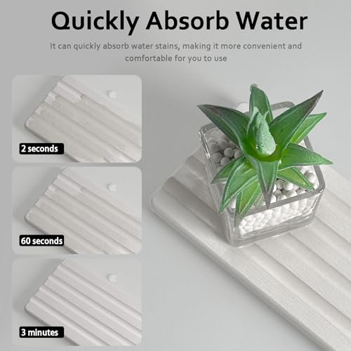 Set of 3 Diatomite Hand Soap Holder, Water Absorbing Stone Tray for Kitchen Countertop, Fast-Drying Bathroom Trays(1pcs 20 x 10cm + 2pcs 10 x 10cm White) - color: 1pcs 20 X 10cm + 2pcs 10 X 10cm White