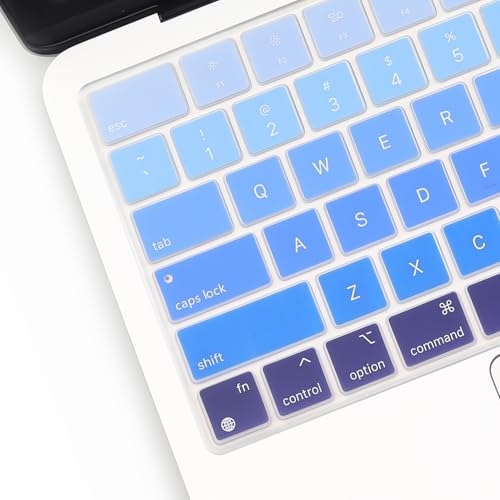 2 Pack Keyboard Cover for 2026 MacBook Neo 13" (Touch ID) & MacBook Pro 14"/16" M5-M1 Pro/Max, M5-M2 & MacBook Air 13"/15" M5-M1, Keyboard Protective Skin US Layout - color: blueGradual+TPU