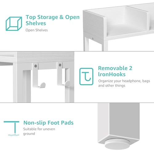 BOLUO Desk Hutch Dorm Room, Desktop Bookshelf for Computer Desk 37" Hutch Organizer Tabletop Storage Rack for College Essentials Home Office White