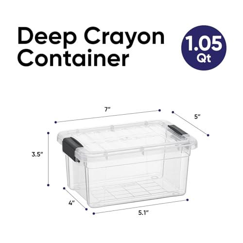 Superio Mini Storage Container Plastic Crayon Box Art Supplies and Sewing Case Stackable Clear Small Organizer for Beads, Stationery, Chalk, and Food, 1.05 Quart, 3 Pack - size: 1.05 Quarts, style: 3 Pack