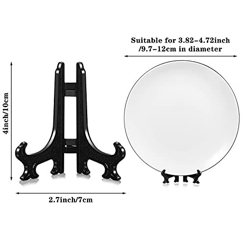 Patelai 48 Pcs Mini Easel Stands 4 Inch Plastic Plate Stand Holder Display Picture Easel for Display Picture Frame Collectibles Desktop Weddings Party Home Decoration (Black) - color: Black, size: 4 Inch