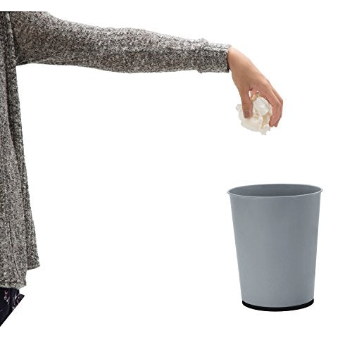 Bath Bliss 5 Liter Small Wastebasket | Round Open Top | Trash Can | Bathroom | Bedroom | Kitchen | Office | Dorm | Disposal Waste Bin | Garbage | Grey - color: Grey, size: 1 Pack