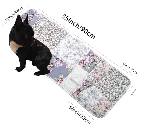 Brilliant Sunshine Patchwork Couch Armrest Organizer, Blue Pink (35"×13") | Non Slip Armchair Caddy for Sofa Recliner, Washable Remote Controls Holder, Storage for Magazine, Phone, iPad - color: Blue Pink