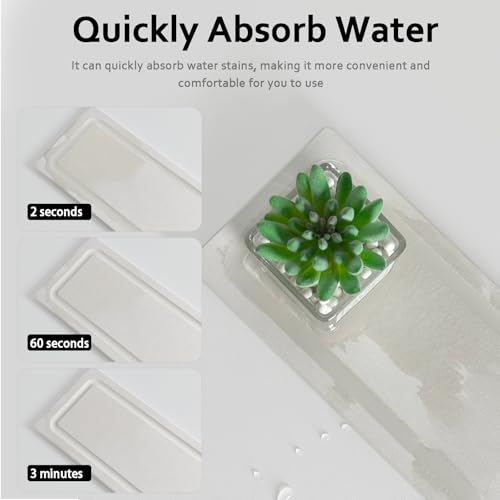 2 PCS Fast-Drying Stone Trays for Bathroom Sink & Kitchen Counter, Water Absorbing Diatomite Sink Coasters, Vanity Tray, Hand Soap Holder with Anti-Skid Pads (11" x 4.7" White) - color: 11" X 4.7" White