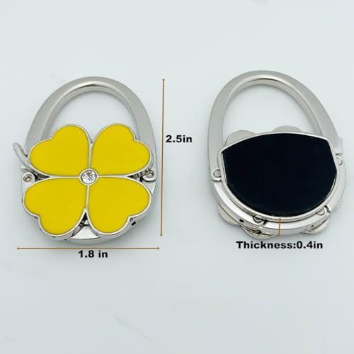 ROFLYER Four Leaf Clover Design Foldable Handbag Hanger Folding Purse Table Hook Holder (Yellow) - color: Yellow