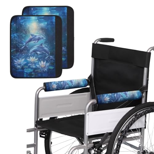 Wheelchair Armrest Pads Blue Dolphin Wheelchair Accessories Chair Arm Pads Universal for Wheelchair Armrests Office Transport Chairs Scooters - color: Blue Dolphin