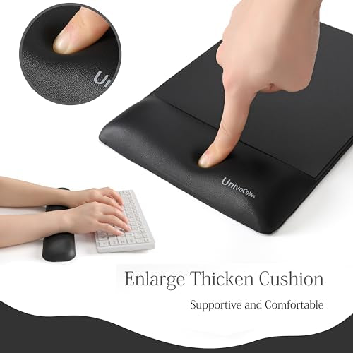 UnivoColors Design-Wave Set of Keyboad Wrist Rest & Mouce Pad,Artificial Sheepskin+Memory Foam+Ergonomic+Anti-Slip Gel, Resilience Support During Work and Gaming,Keyboard Accessory,Black - color: Km_black, style: Keyboard Wrist Rest & Mousepad Suit