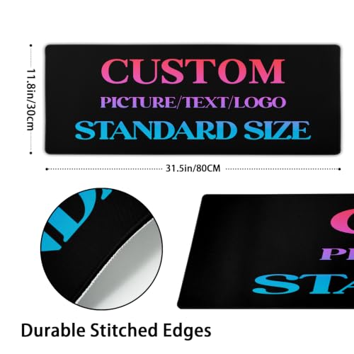 Personalized Mouse Pad 35.4x15.7 Inch Large Gaming Mousepad Desk Mat Custom Personalized Photo Mousemat Non-Slip Stitched Edge Desk Pad for Home Work Game as Gift - color: Custom Personalized, size: 35.4x15.7 Inch