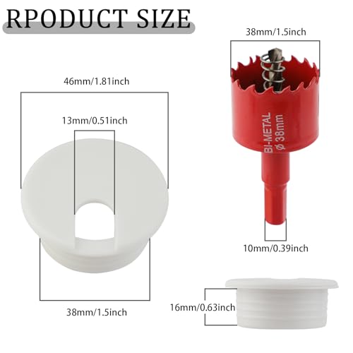 1.5 Inch(38mm) Desk Grommet,13 Pieces Cable Grommet, Desk Hole Cover for Cables with Hole Saw,Plastic Cable Cord Wire Hole Cover for Desk, Table,Cabinet,Countertop and Other Furniture(Whitek) - size: 1.5IN/38mm White-U