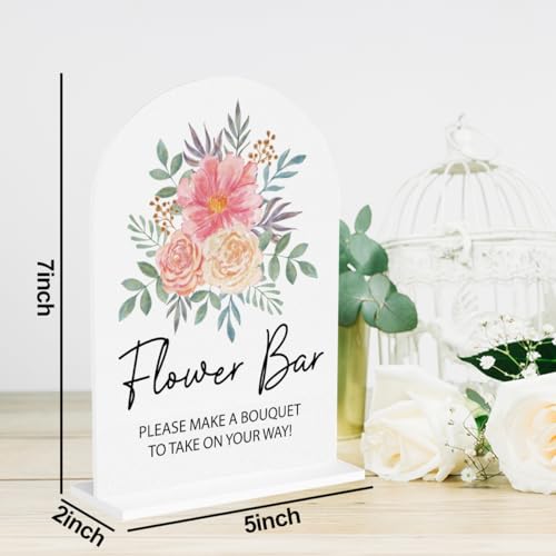 Flower Bar Sign, Bridal Shower Decor Wedding Bouquet Flowers Wedding Accessories for Reception Desk Table Shelf Acrylic Decor - color: Flower Bar