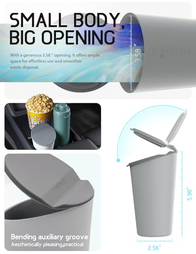 BMZX Car Trash Can with Lid - Small Car Cup Holder Trash Bin, Fits Auto, Home, Office - Grey 1 Pack - color: Grey