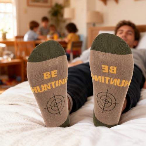 Funny Socks Cool Valentines Day Gifts for Him Men Boys Husband Boyfriend Dad Brother Cotton Comfort Birtday Gifts - color: Hunting Hat and Socks
