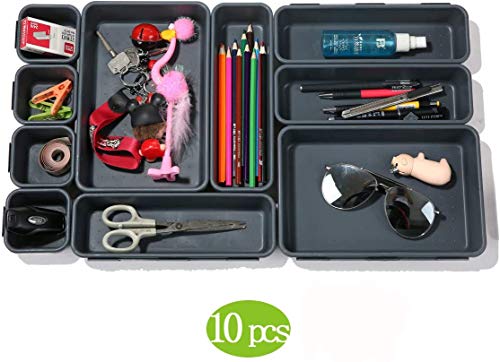 Interlocking Desk Drawer Organizer Separators for Kitchen, Bathroom, Makeup, Office (Set of 10)