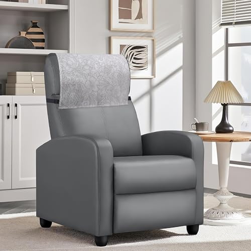 Recliner Headrest Protector,Non Slip Waterproof Headrest Cover,Leather Recliner Headrest Cover for Sofa,Furniture,Living Room,Office Chair(1-Carved Grey) - color: 1-carved Grey