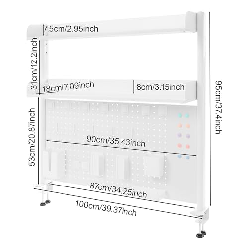 Clip-On Desk Shelf, 2 Tier Desktop Bookshelf with Pegboard Multipurpose Clamp Desk Organizer Space Saving Desk Hutch for Bedroom Study Room Dorm (White) - color: White