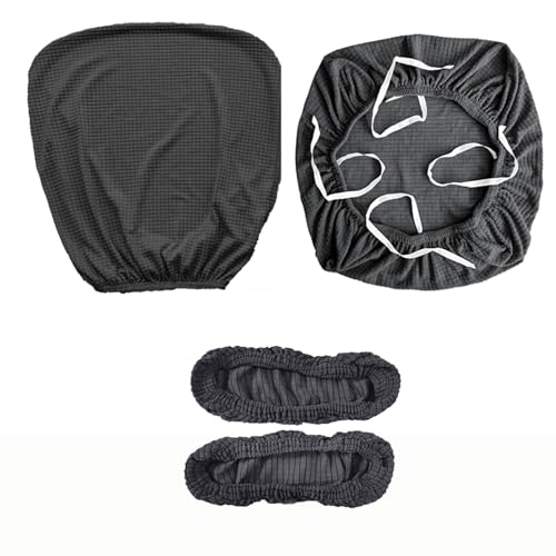 HAPPYDOG 4 Pcs Office Chair Covers Set Stretchable Protective Rotating Computer Chair Seat Covers with Armrest Covers (Dark Grey) - color: Dark Grey