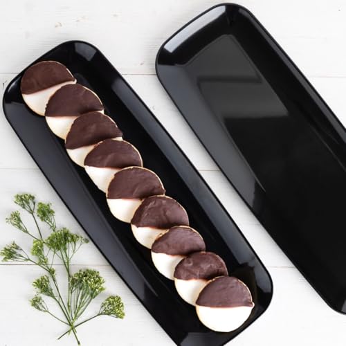 Bluesky Trading Black Plastic Organic Rectangle Tray (Pack of 2) - 17.5" - Sleek Design, Perfect Serving Platters For Weddings, Birthday Parties, Entertaining, Special Events, & More - style: Black
